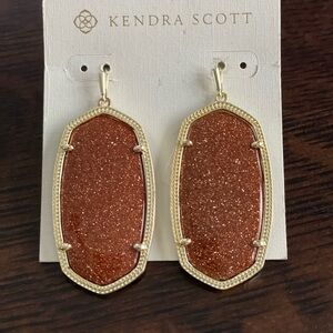 Kendra Scott Danielle Goldstone Earrings with Gold Frame- Largest size